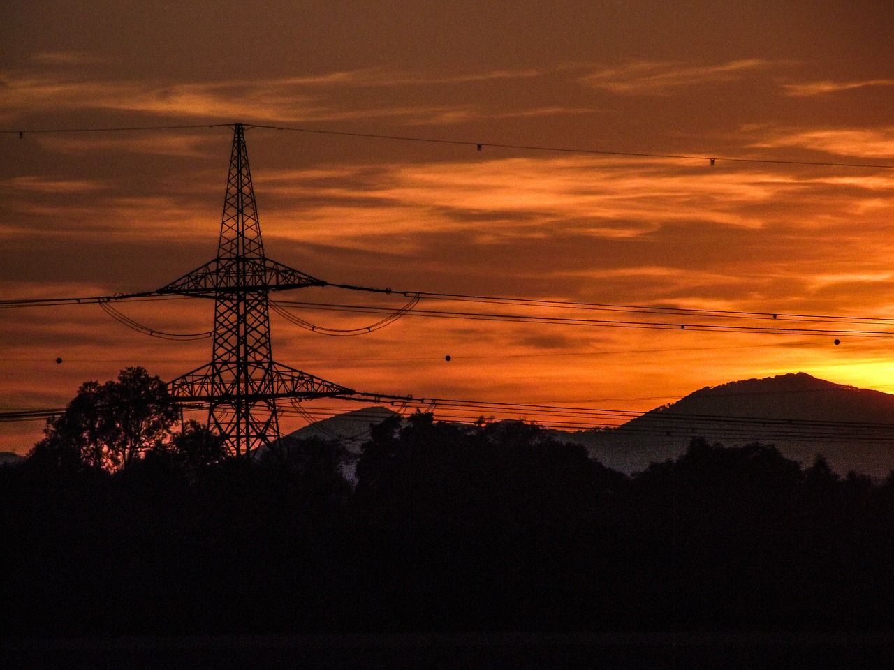 strommast power line silhouette free photo