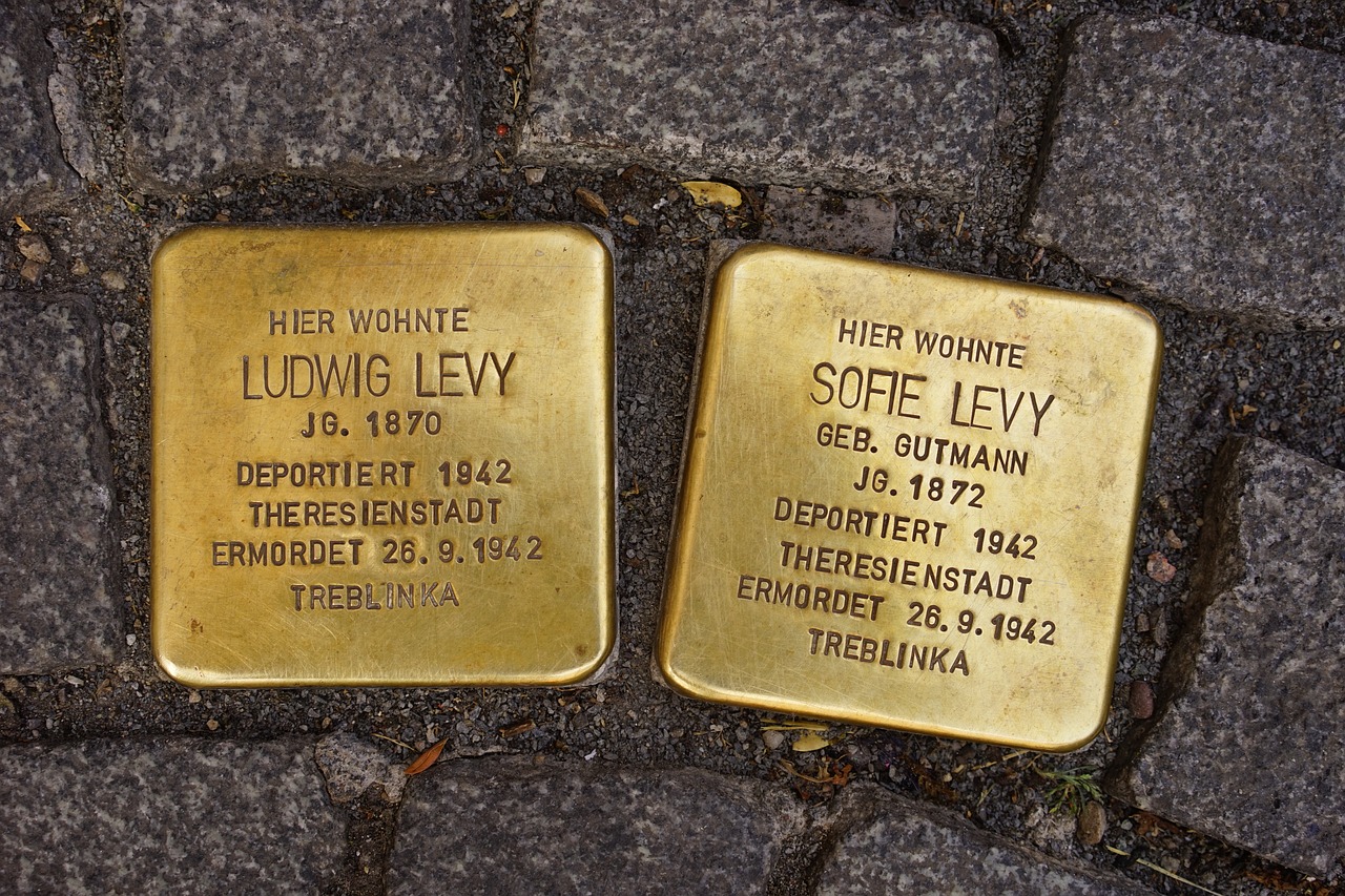 stumbling blocks memorial tablets brass plaque free photo