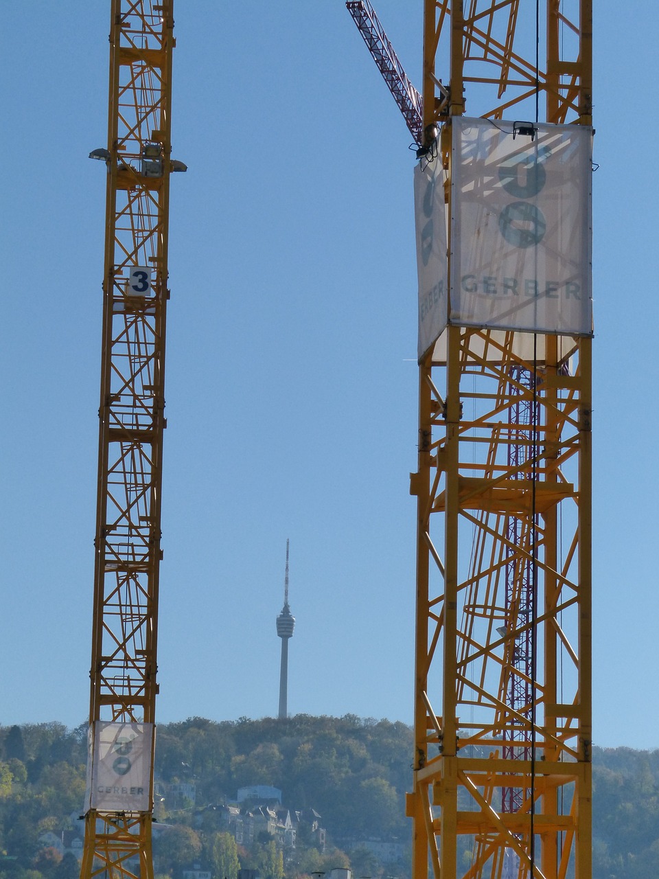 stuttgart tv tower cranes free photo