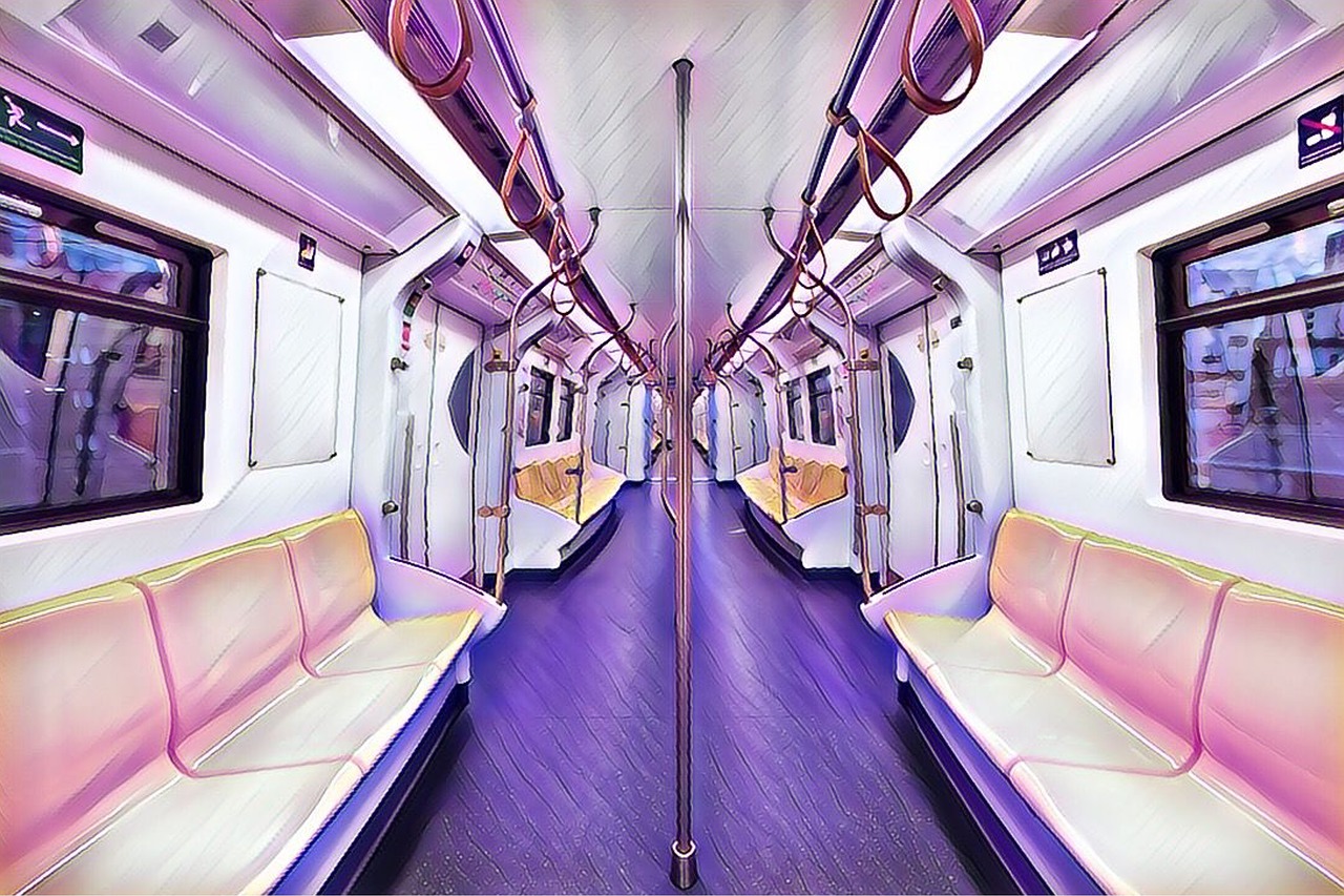 subway  purple  train free photo