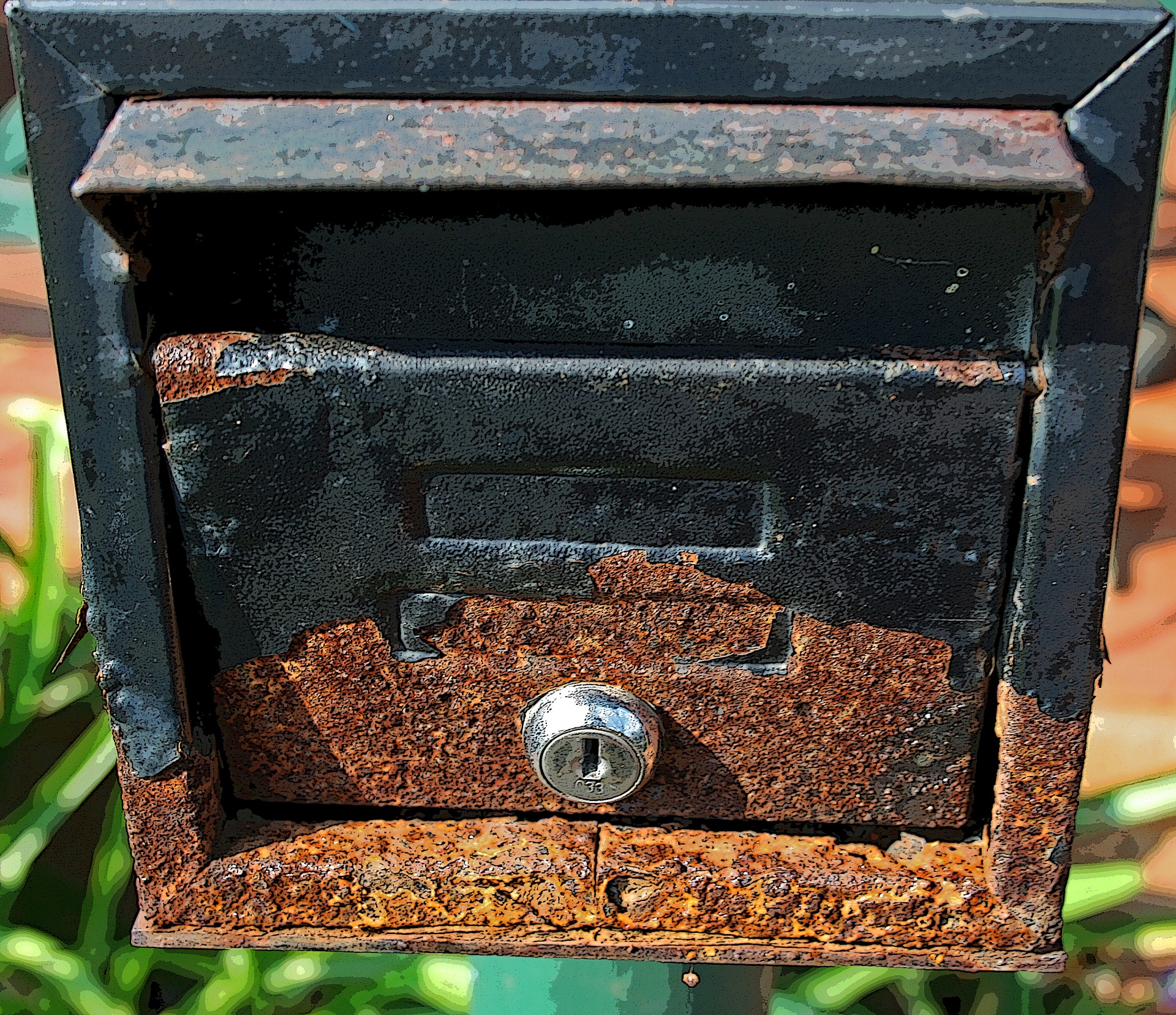 box,metal,slot,painted,black,exposed,oxidized,rust,suggestion box with rust,free pictures, free photos, free images, royalty free, free illustrations, public domain