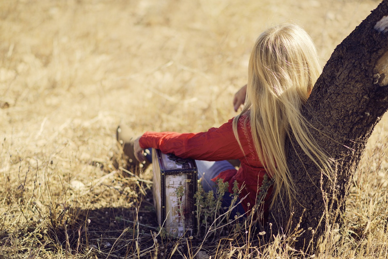 suitcase rest blonde free photo