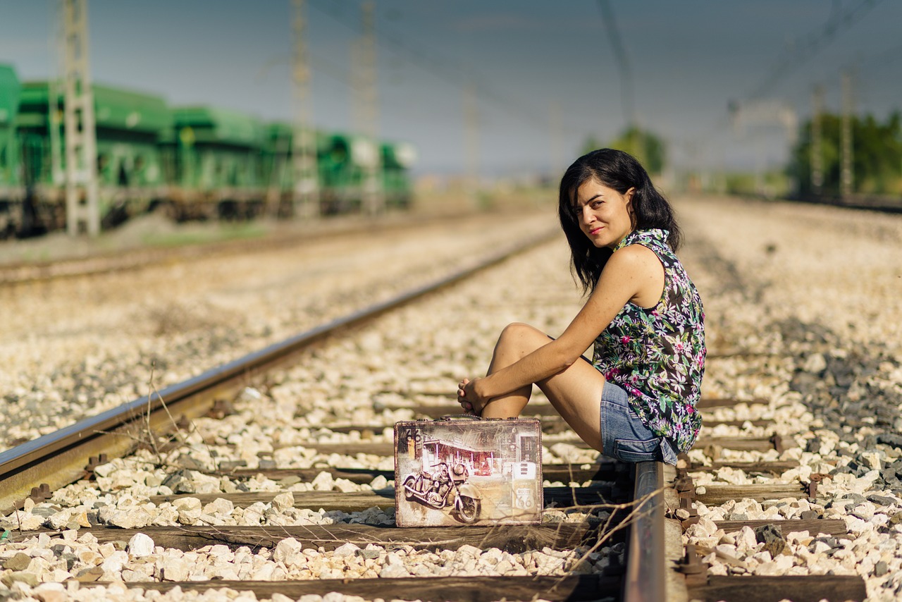 suitcase person happy free photo