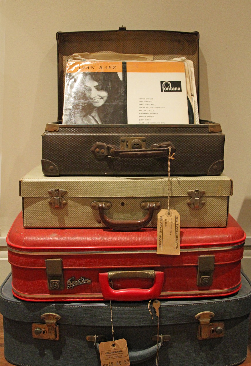 suitcases old retro free photo