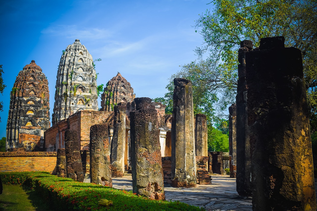 sukhothai historical park when the joy of asturias archaeological site free photo