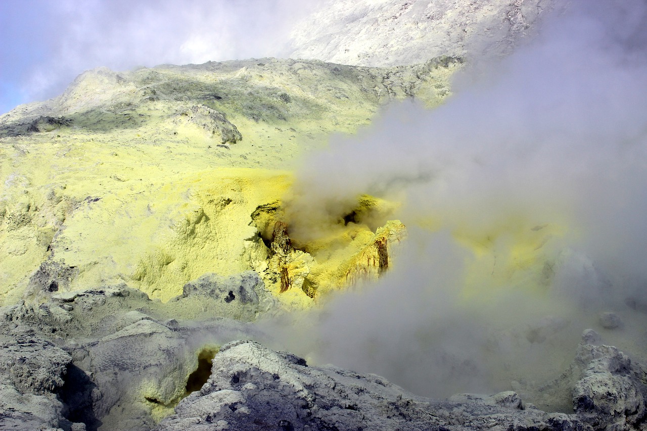 sulfur steam volcanic free photo