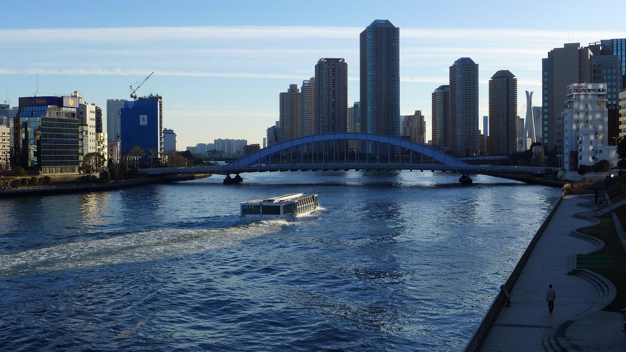 sumida river eitai bridge water bus free photo