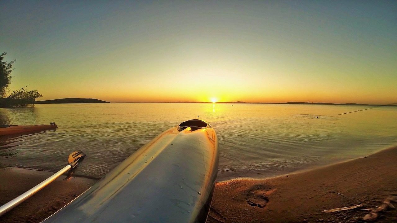 summer kayak sunset free photo