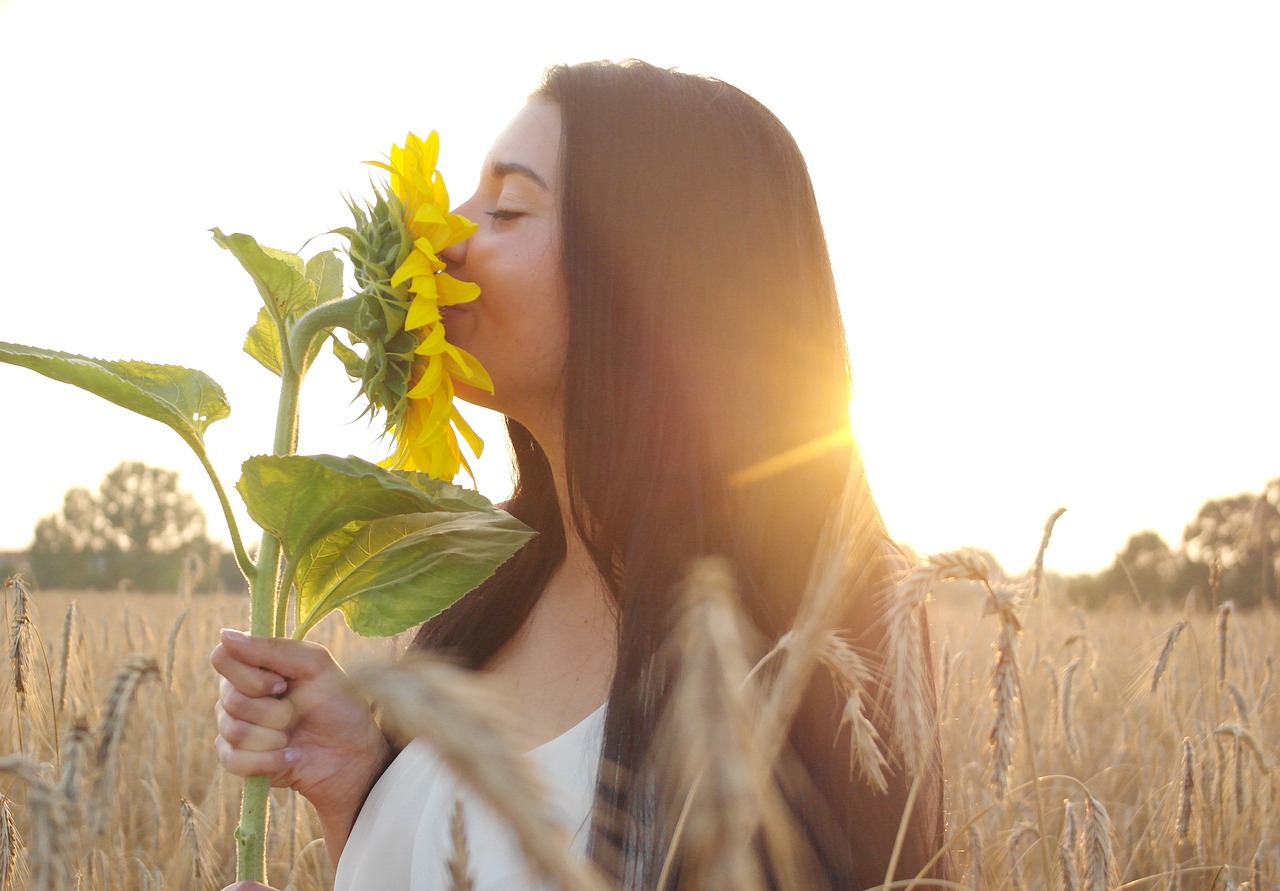 woman summer sun flower free photo