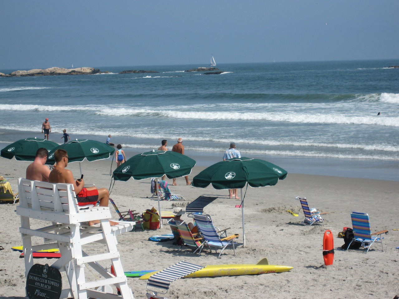 summer narragansett beach beach umbrellas free photo