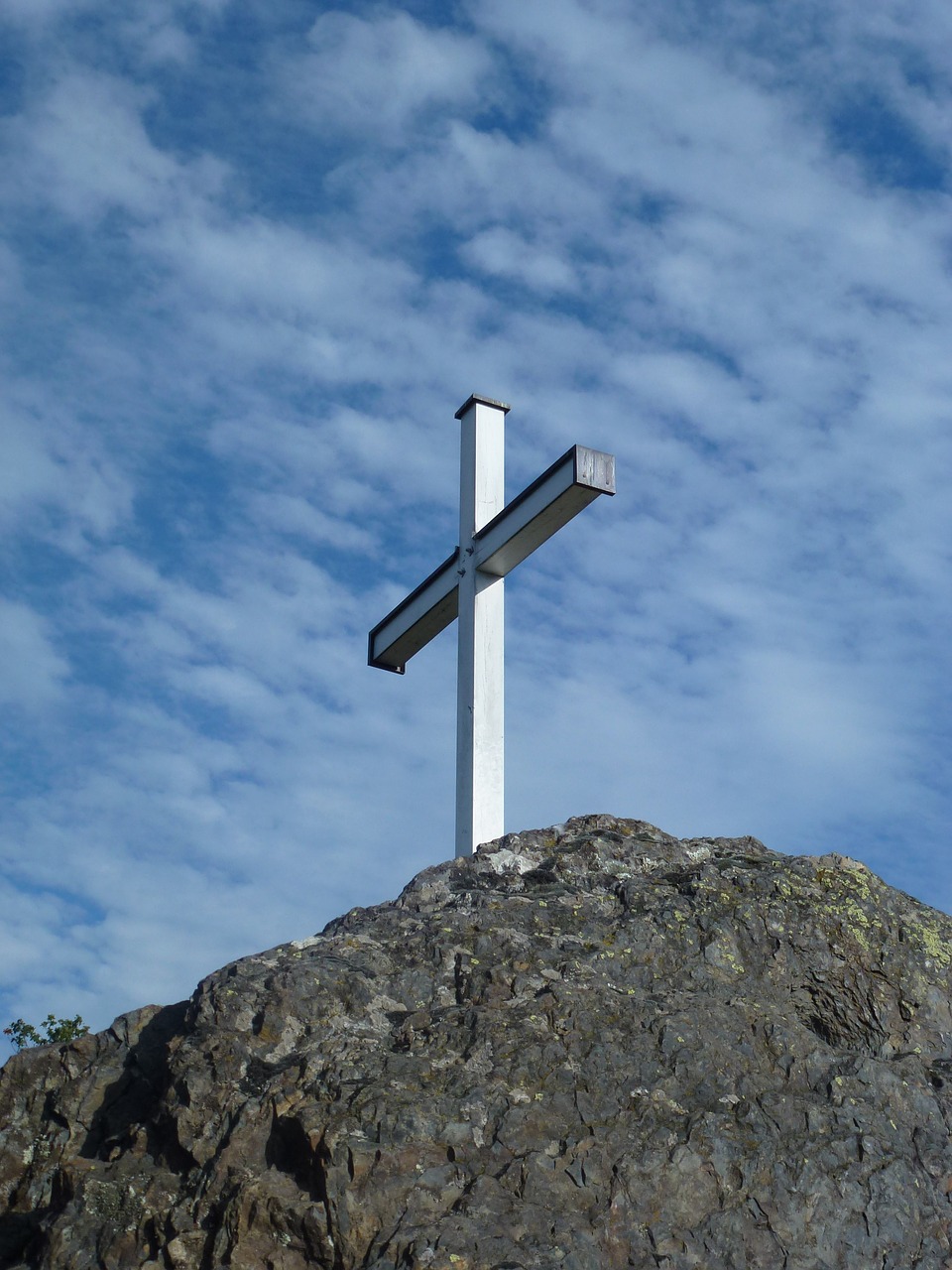 summit cross sky clouds free photo