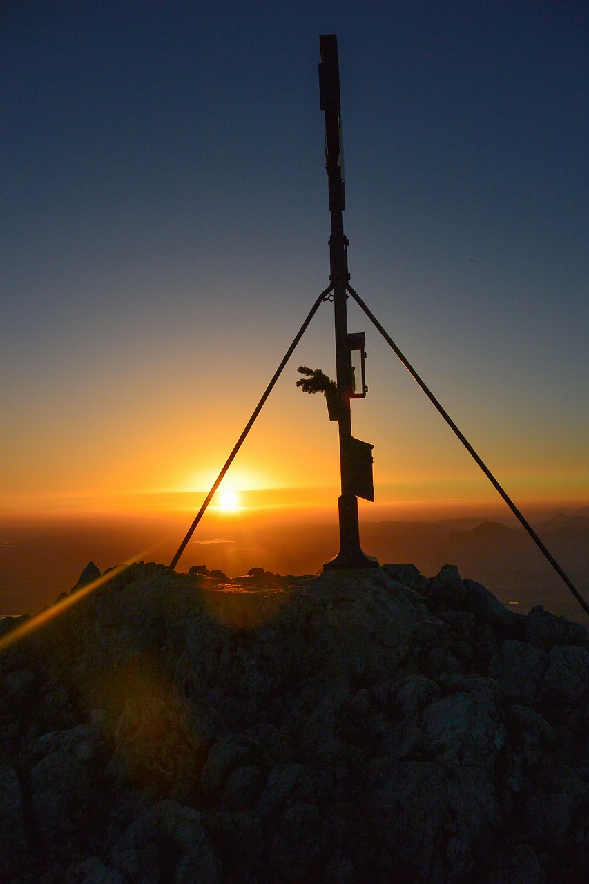 summit cross sunrise mountain free photo