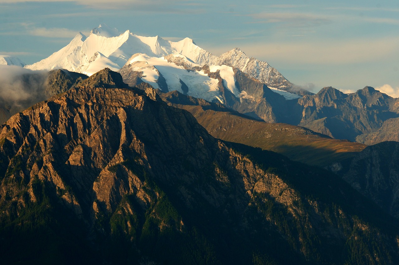 summit in morning light alpine valais free photo