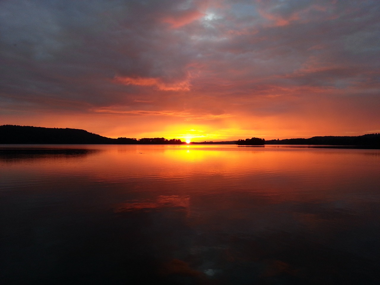 sun sunset lake free photo