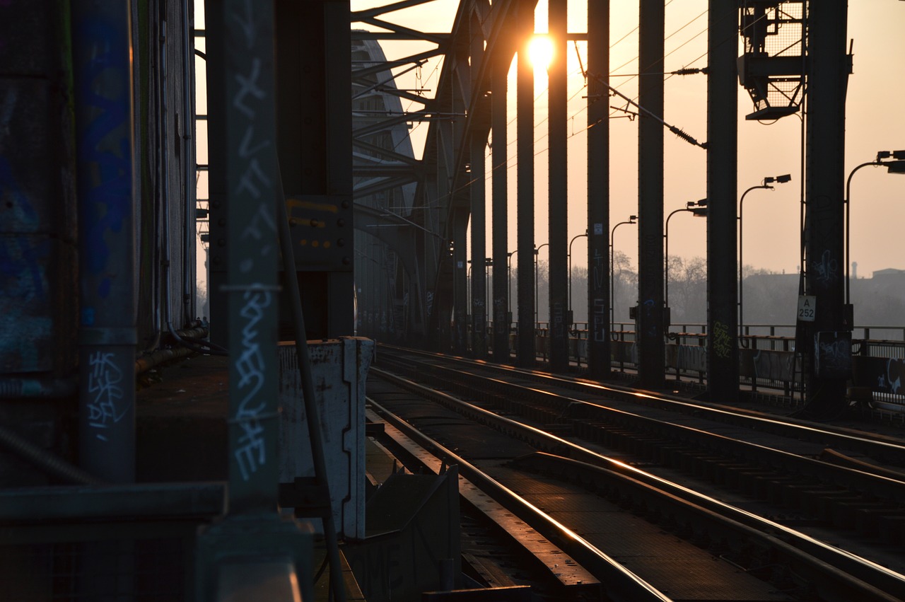 sun evening railway free photo