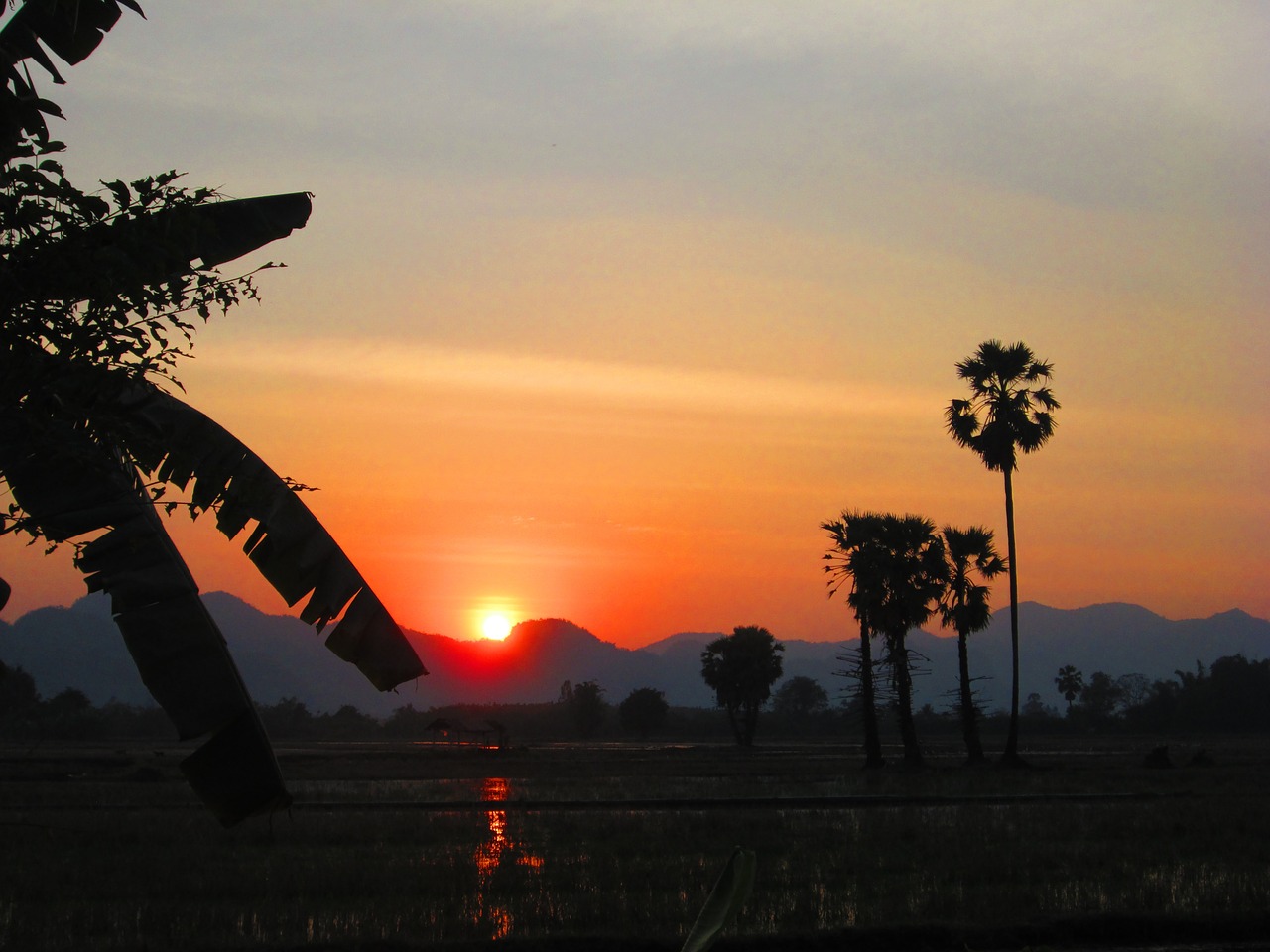 sunset kanchanaburi thailand free photo
