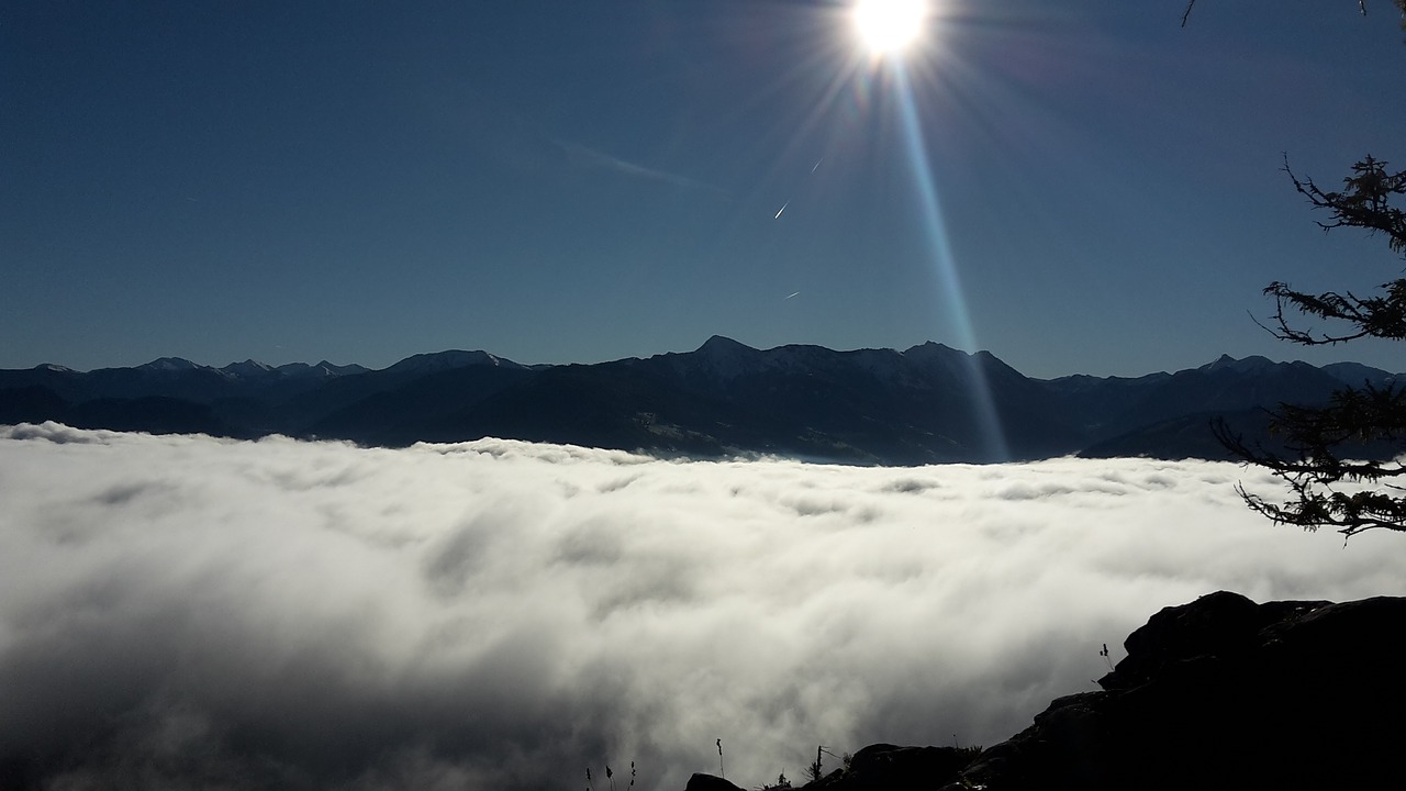 sun fog mountains free photo