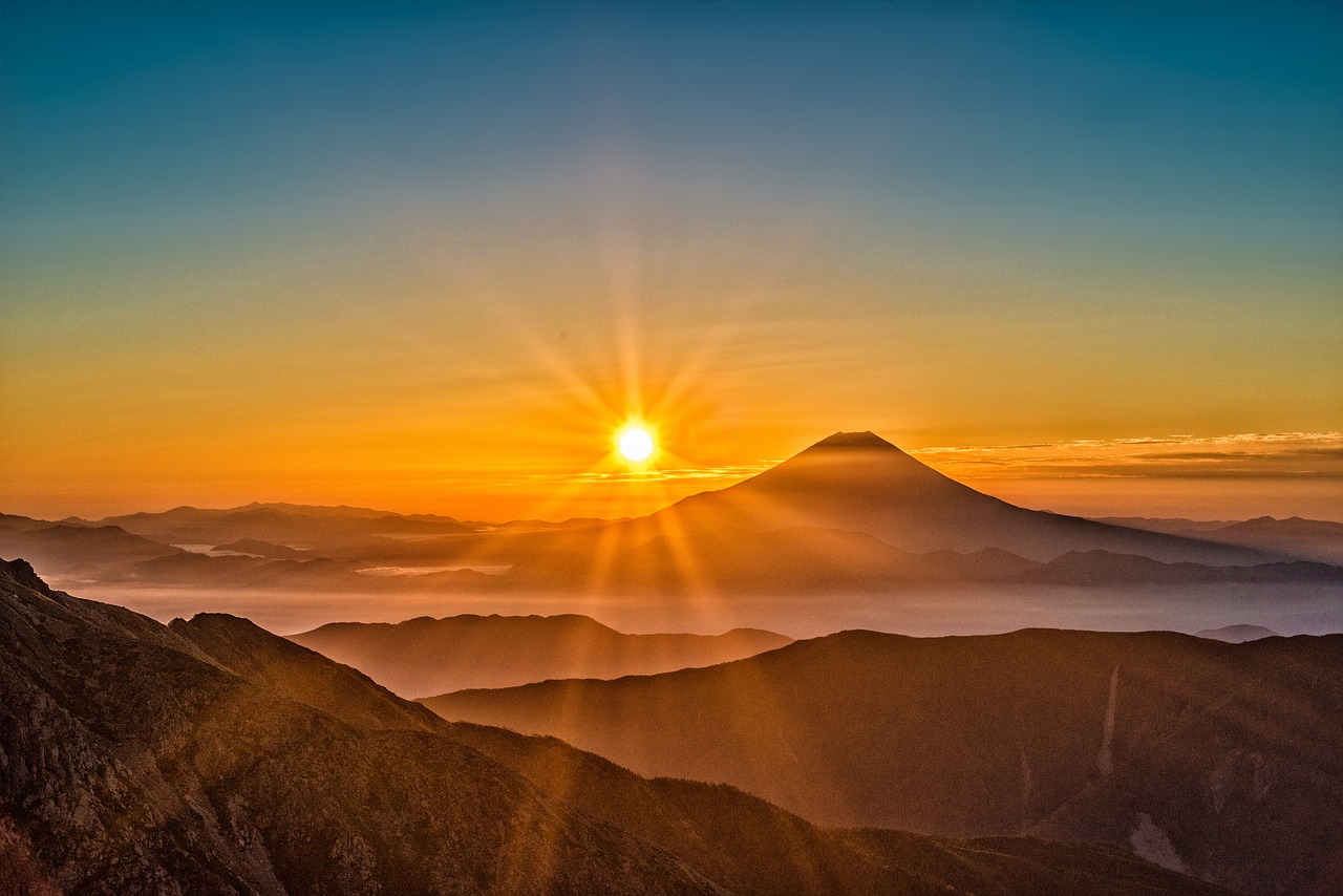 sun mt fuji japan free photo