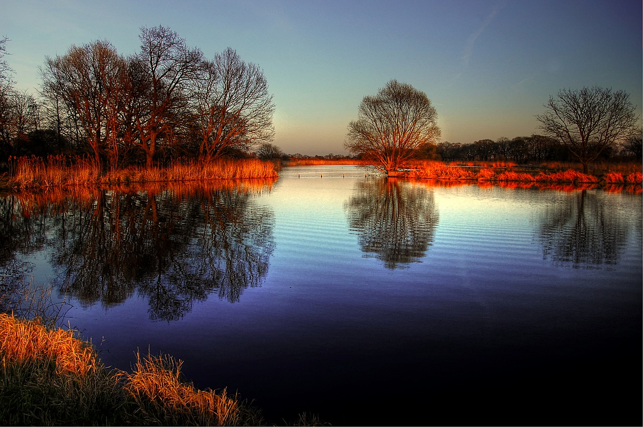 sun pond water free photo