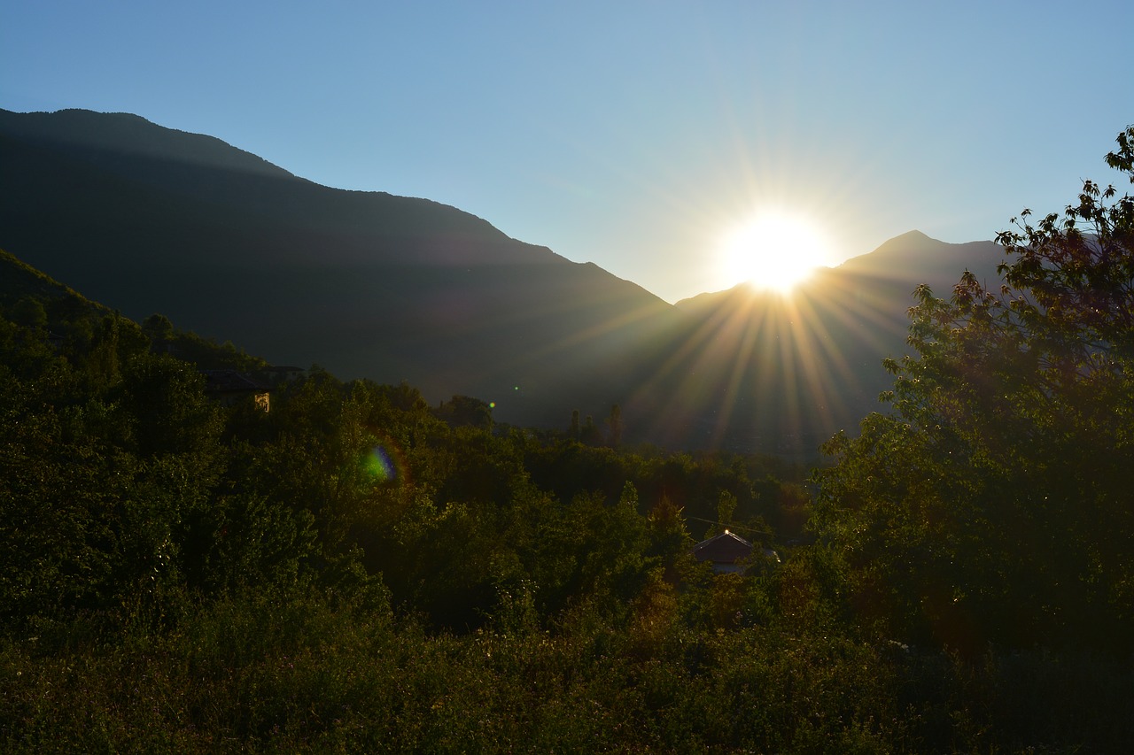 sun mountains blue sky free photo