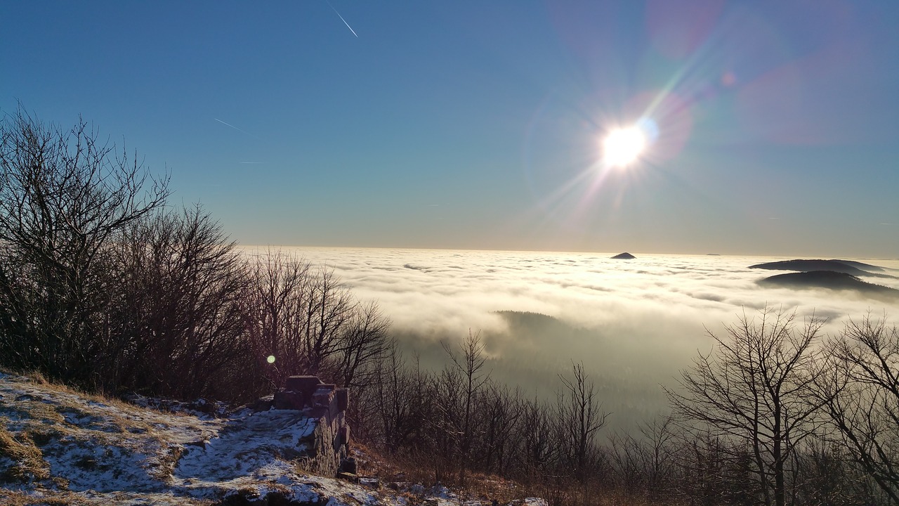 sun fog mountains free photo