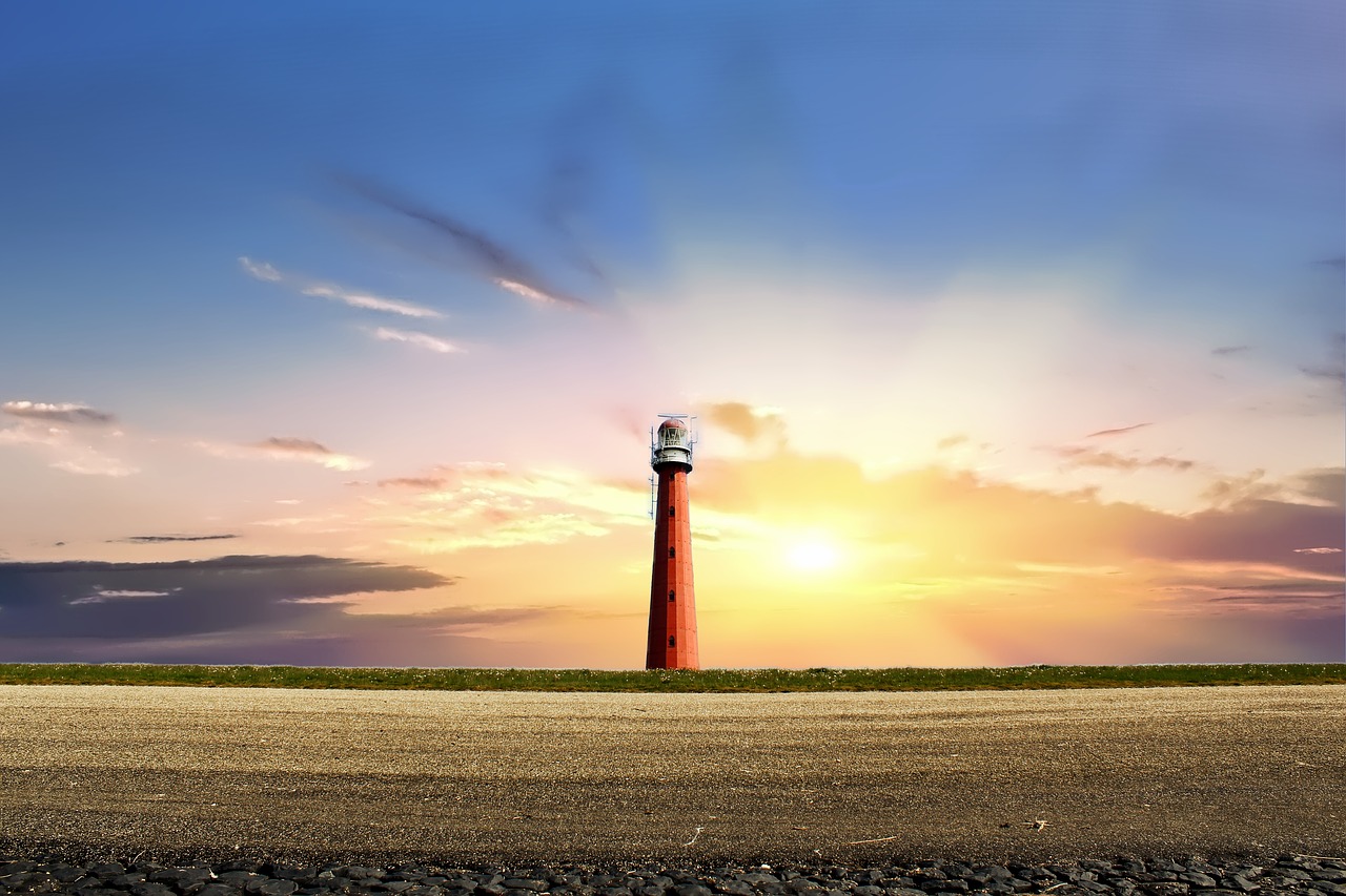 sun lighthouse netherlands free photo