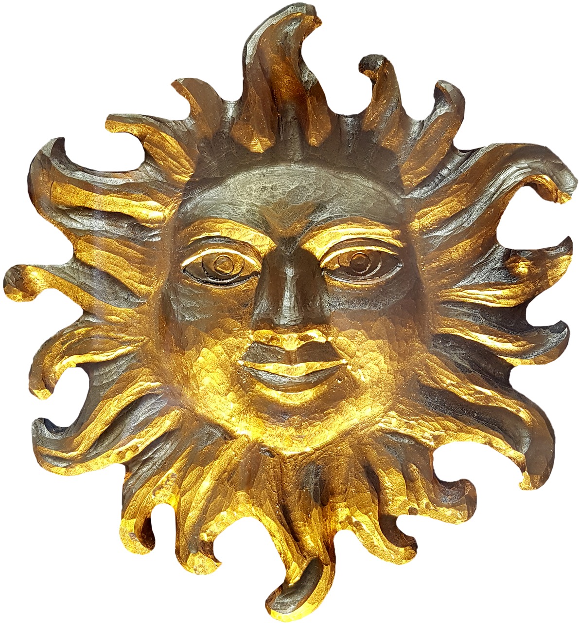 sun carving woodcut free photo