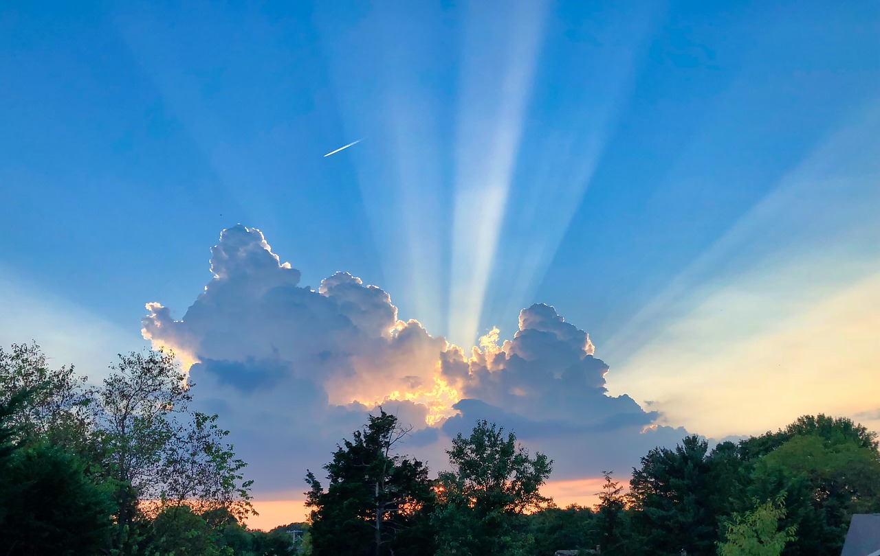 sun  rays  blue sky free photo