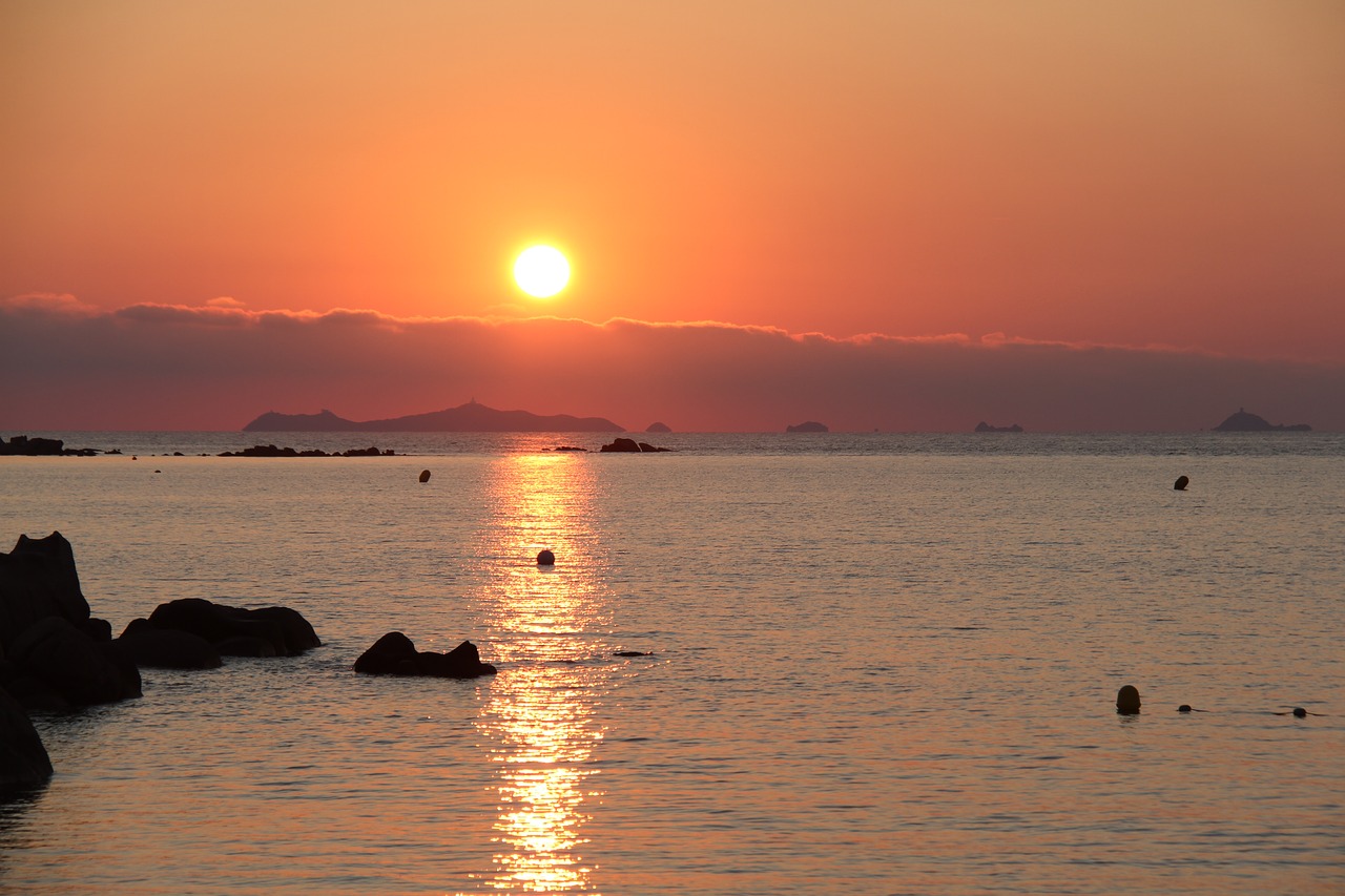 sun  sunset  corsica free photo