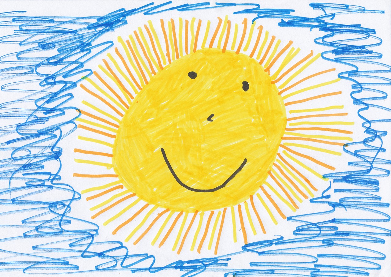 sun children drawing image free photo