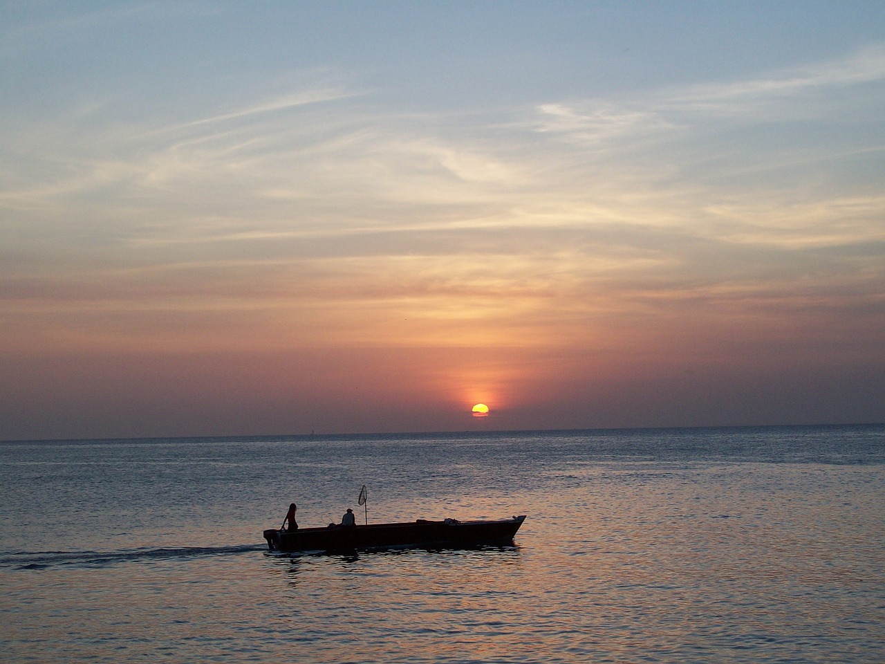 sun sunset boat free photo