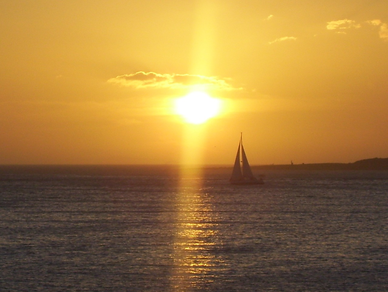 sun sailboat sea free photo