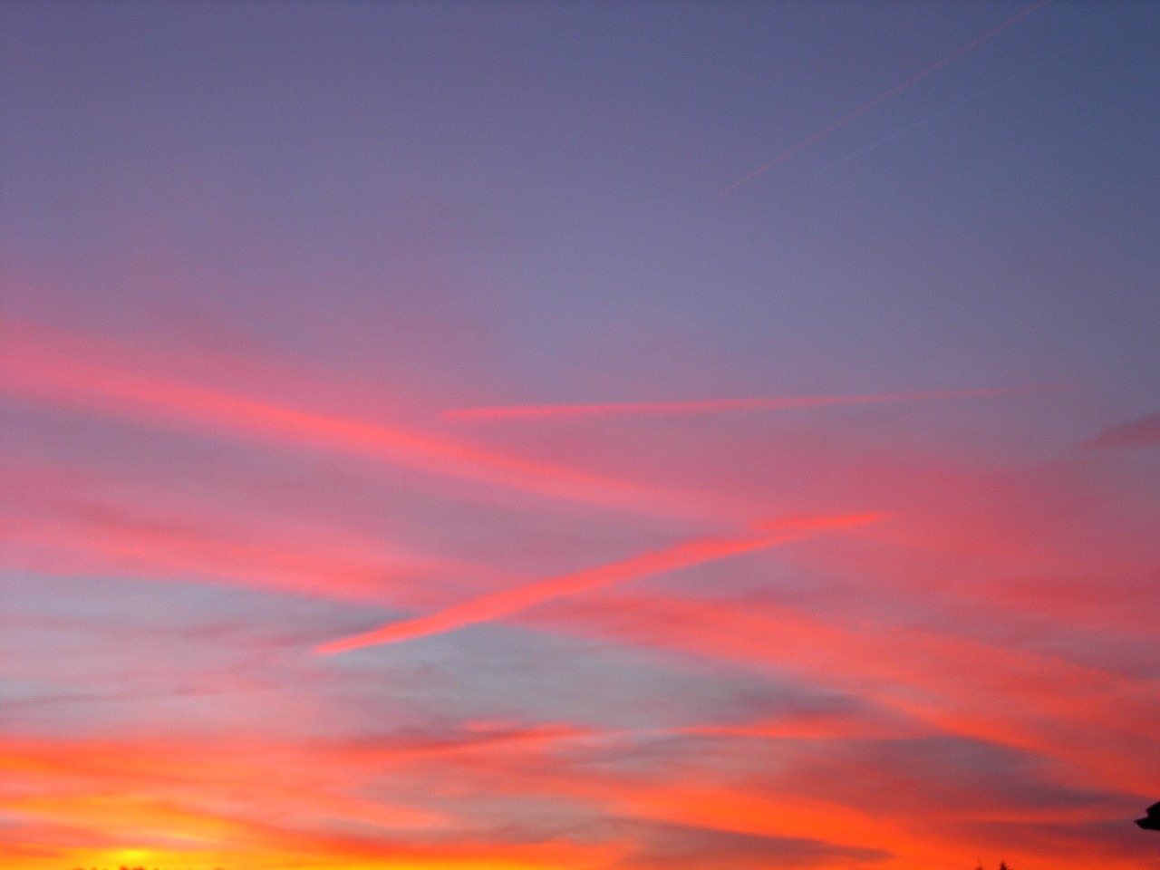 sun down speed clouds aircraft trails free photo