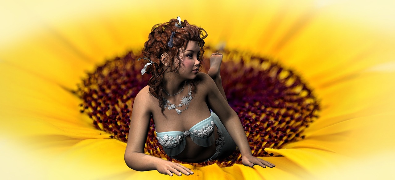 elf girl sun flower free photo