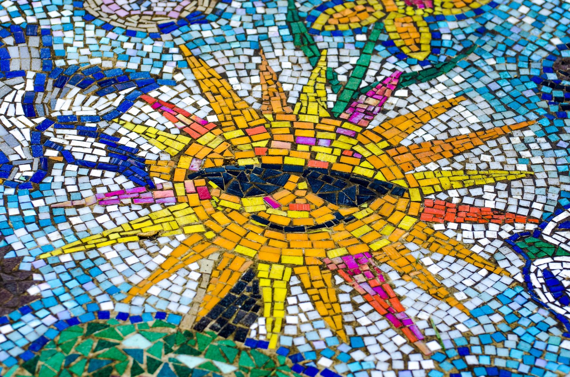 mosaic sun frame free photo