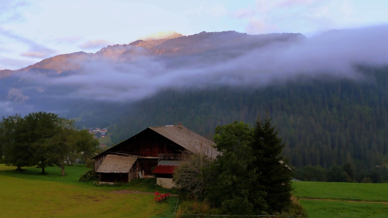 sun rise  chatel  alps free photo