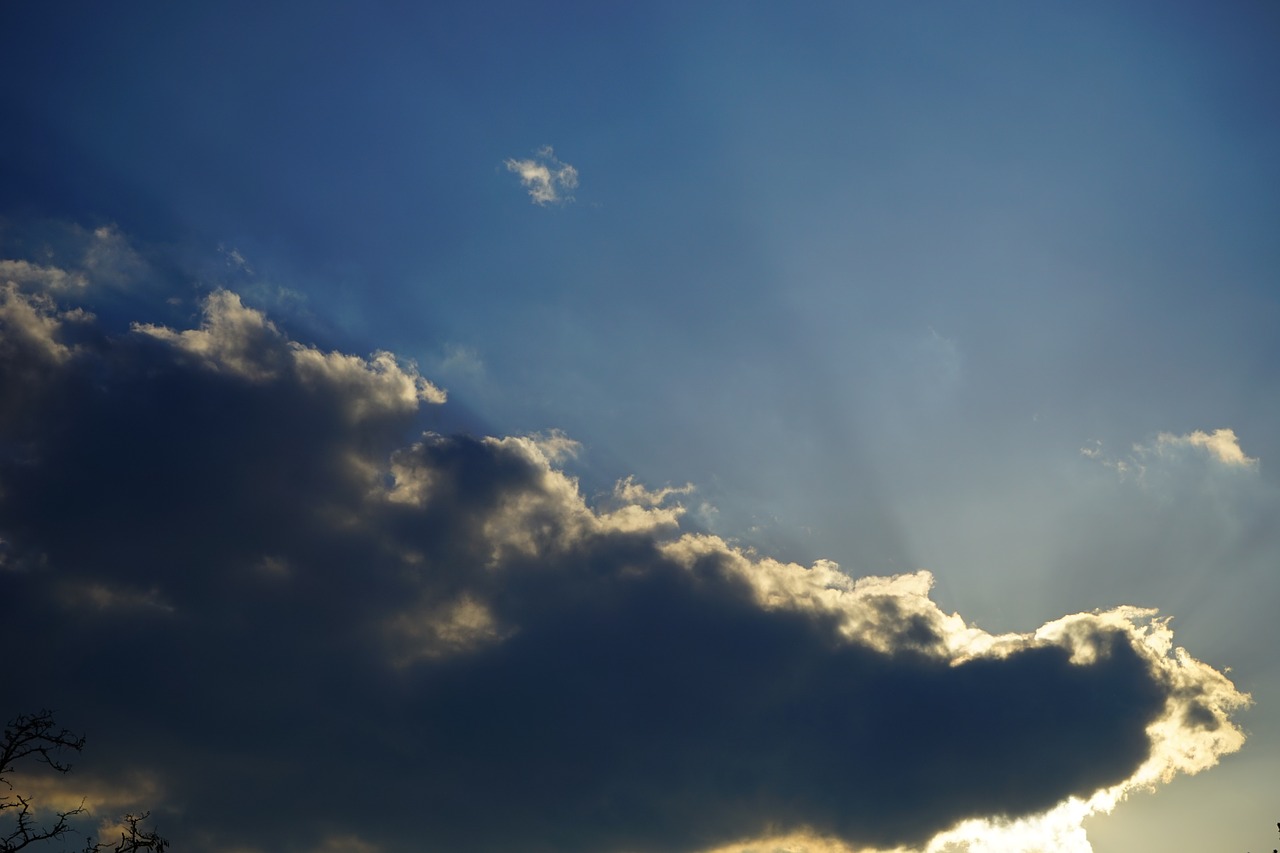 sunbeam clouds evening sky free photo