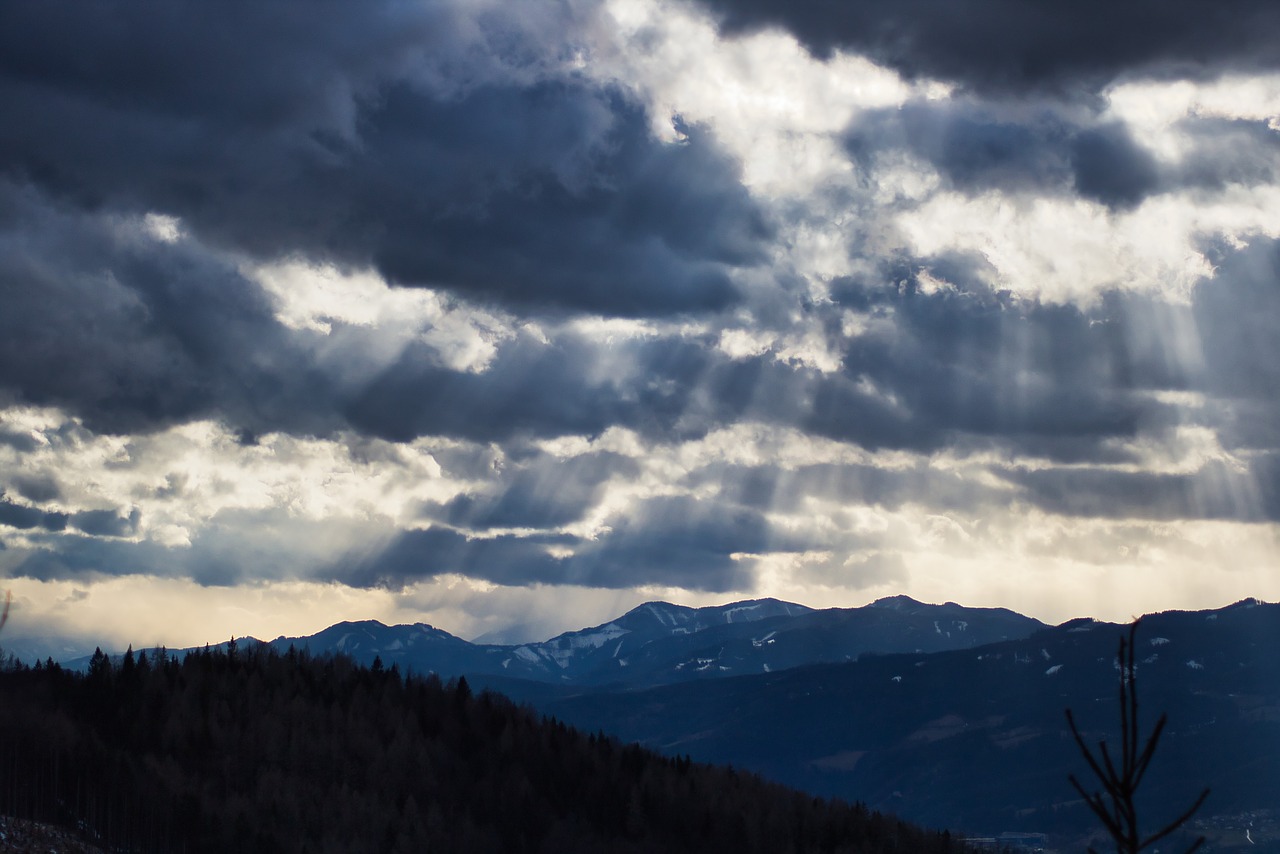 sunbeam  mountains  sky free photo