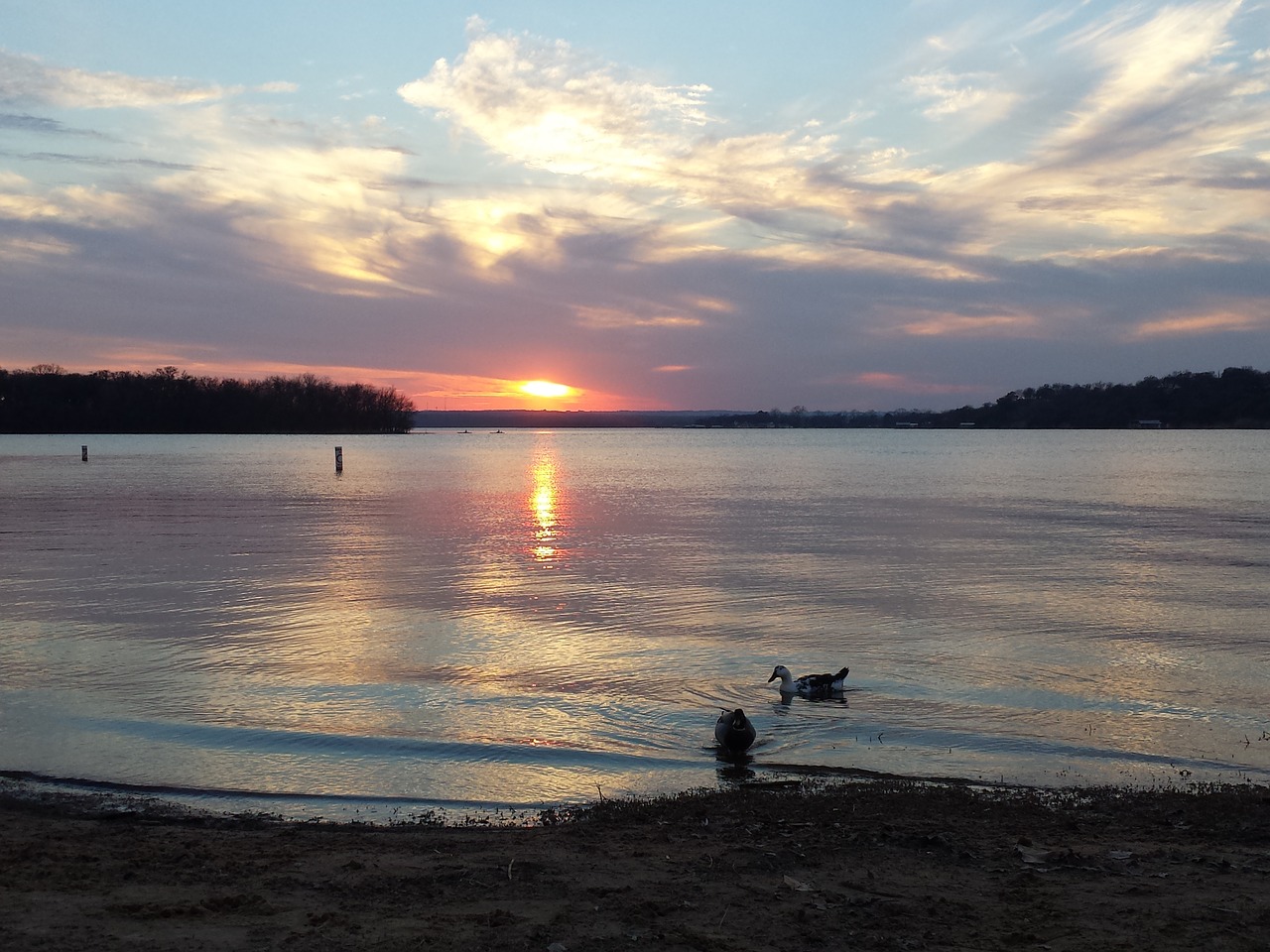 sundown clouds lake free photo