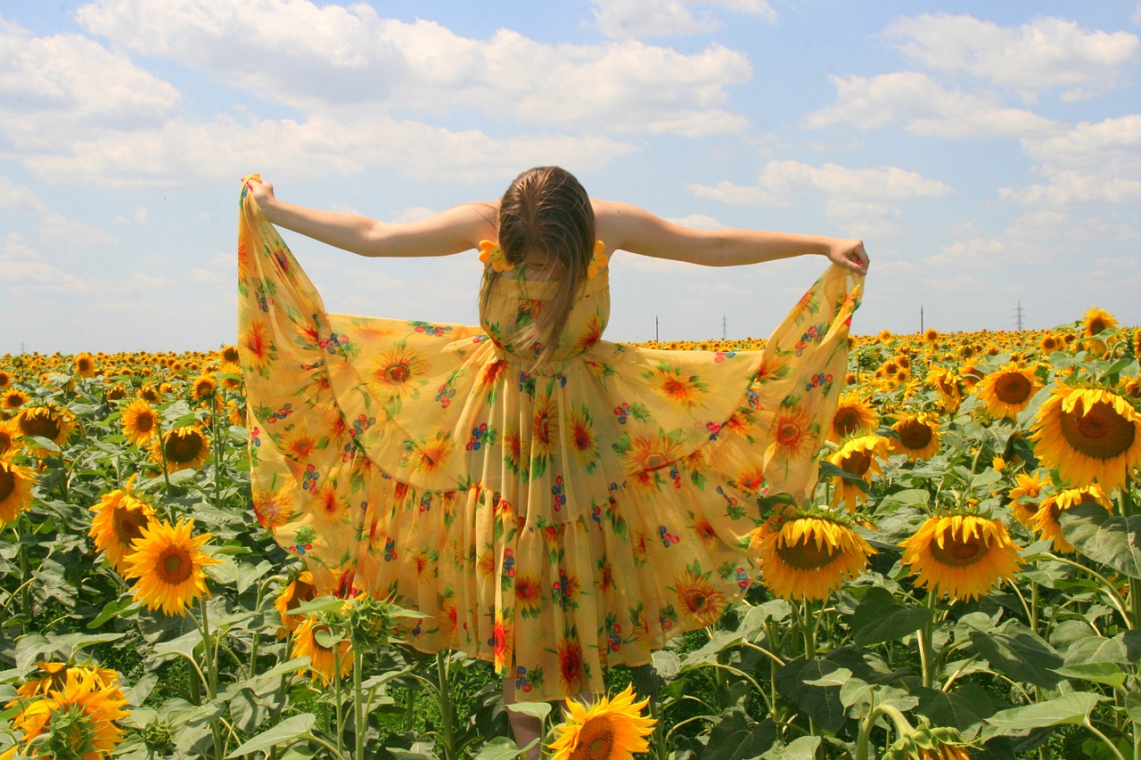 sunflower girl dress free photo