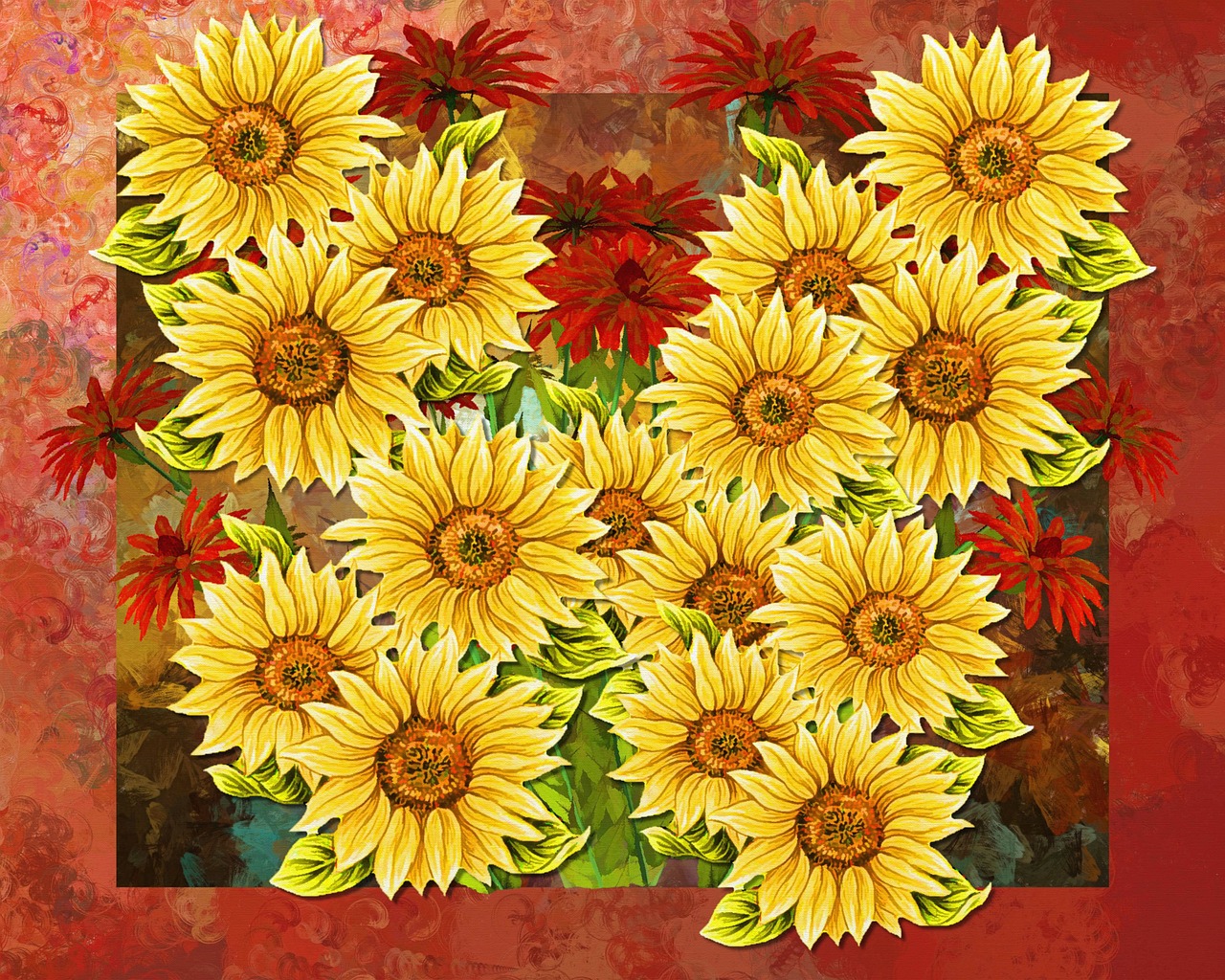 sunflowers flowers abstract free photo