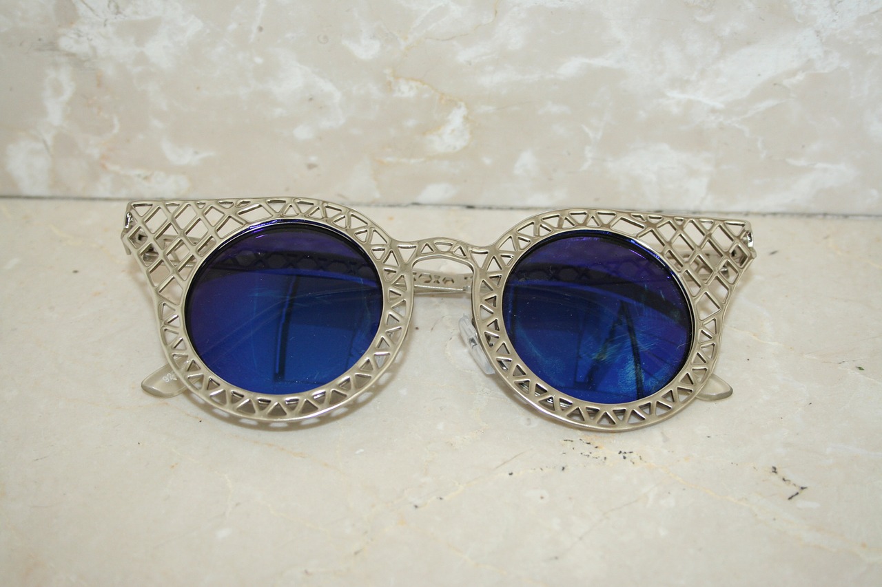 sunglasses blue silver free photo