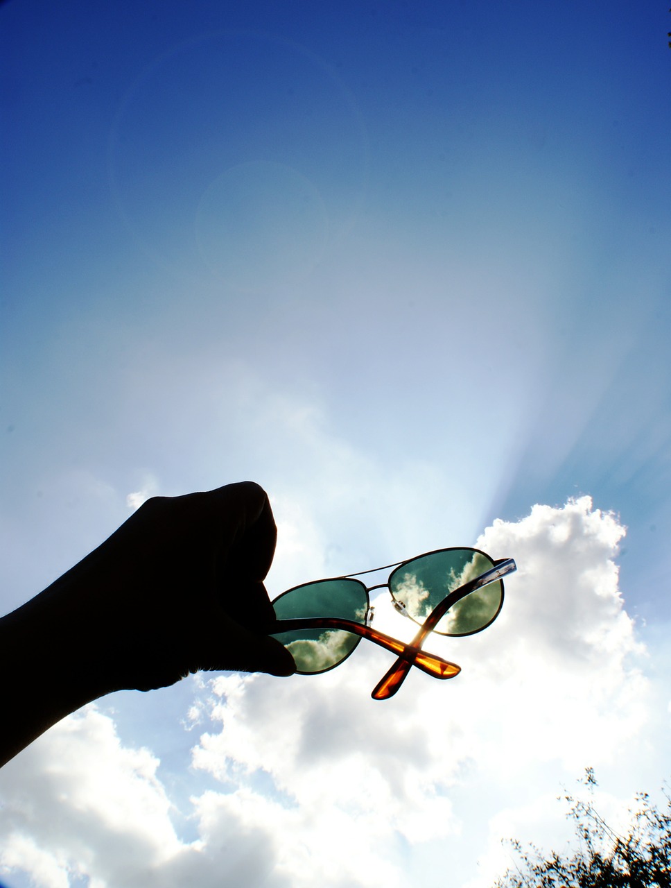 sunglasses sky clouds free photo