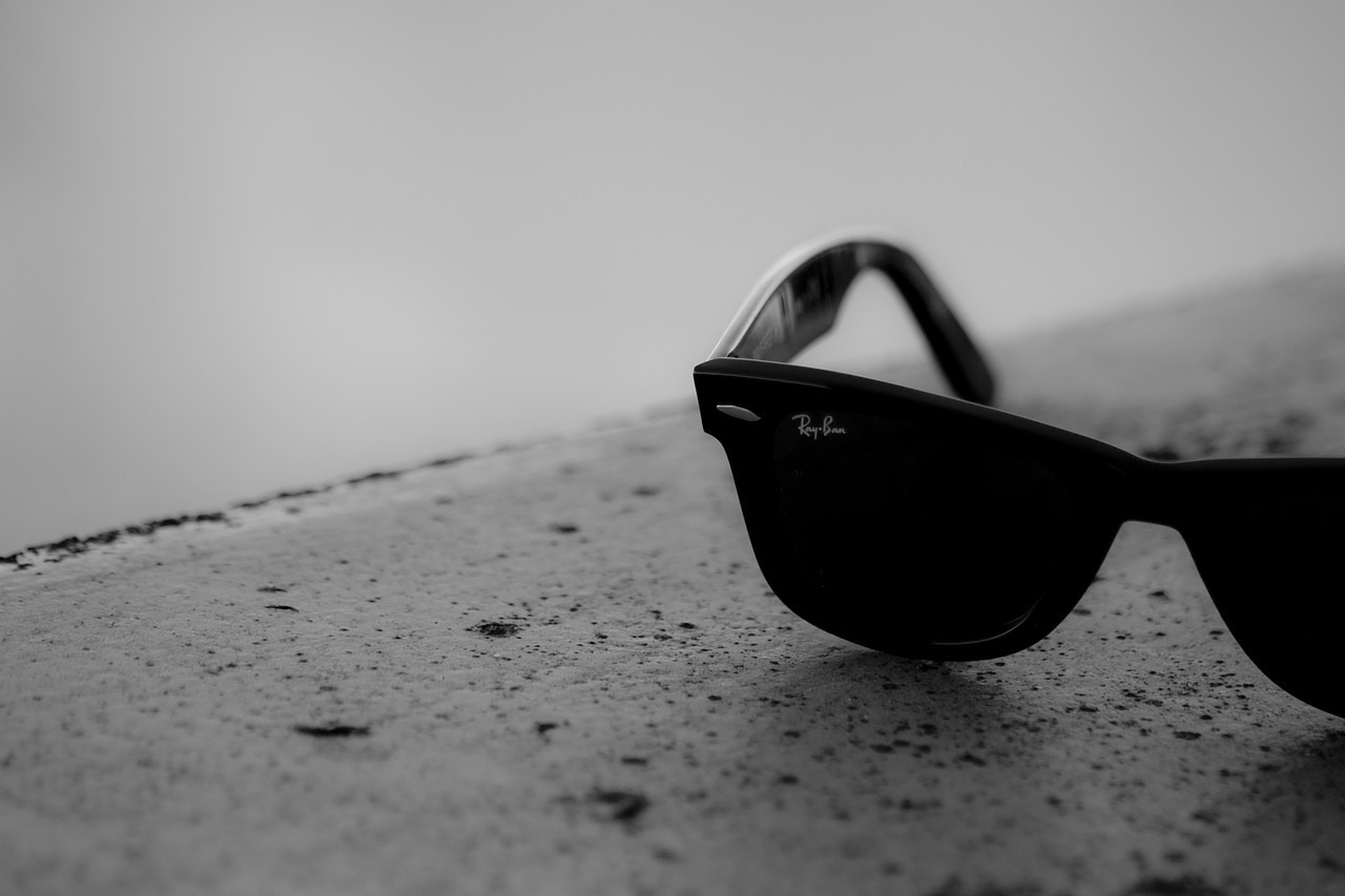 sunglasses black and white ray bans free photo