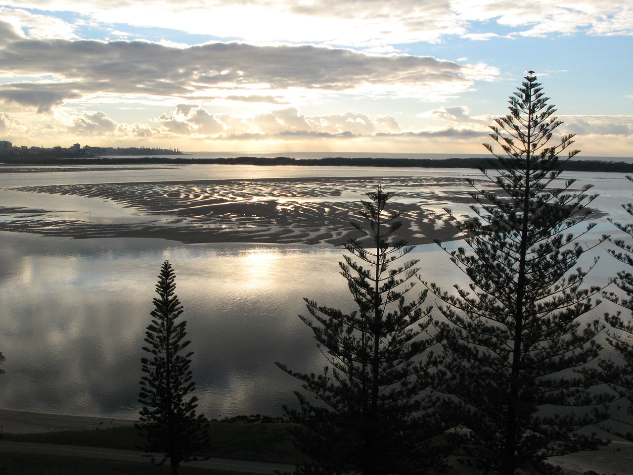 sunrise beach low tide free photo