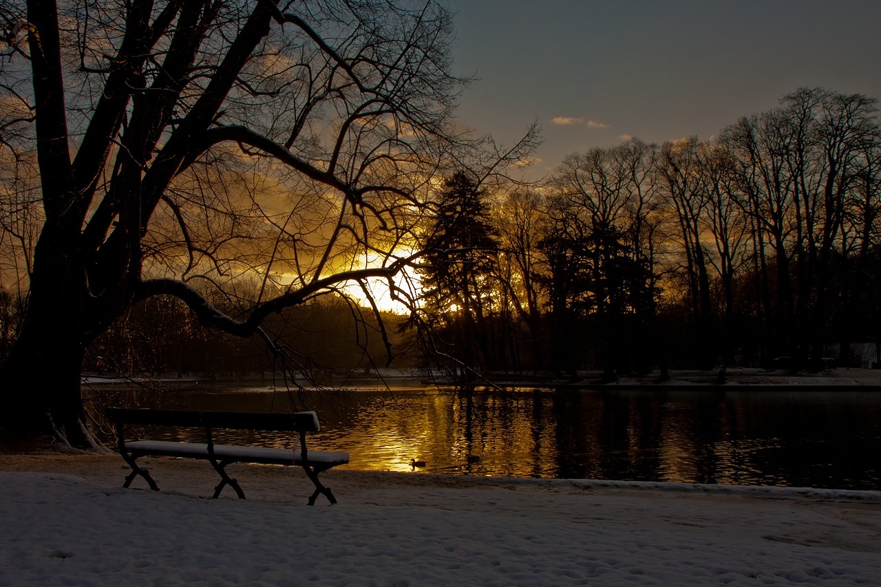 sunrise lake snow free photo