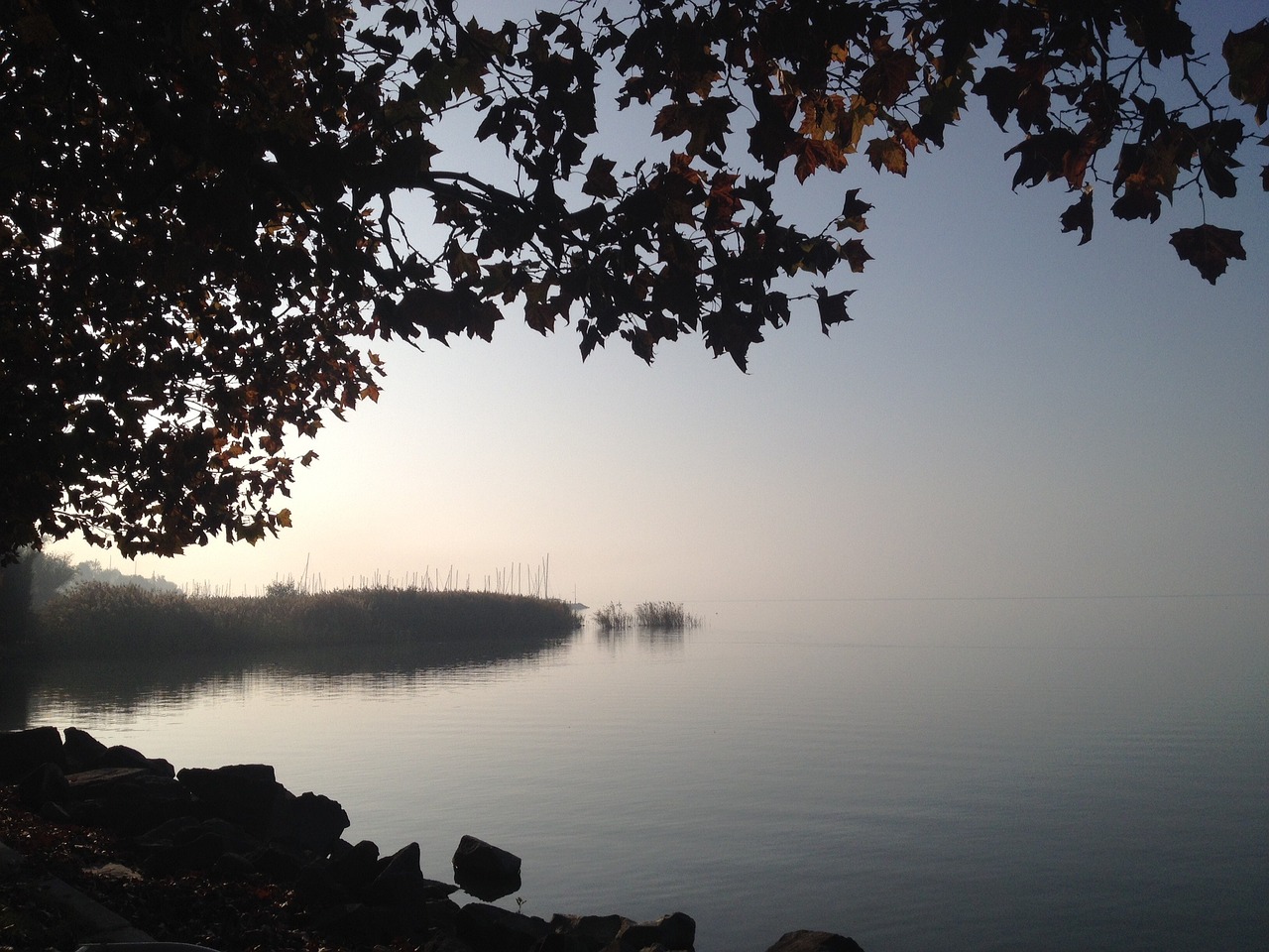 sunrise autumn lake balaton free photo