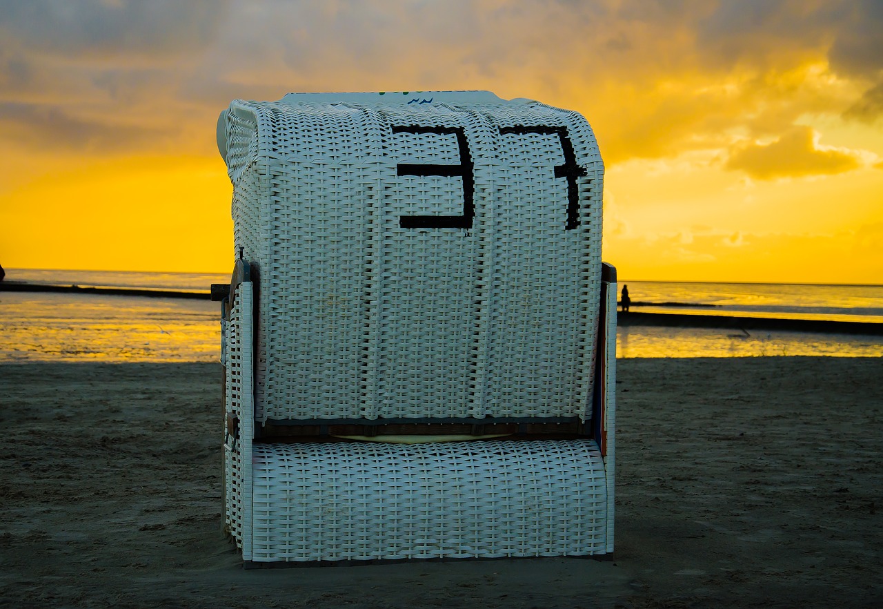 sunrise sunset beach chair free photo