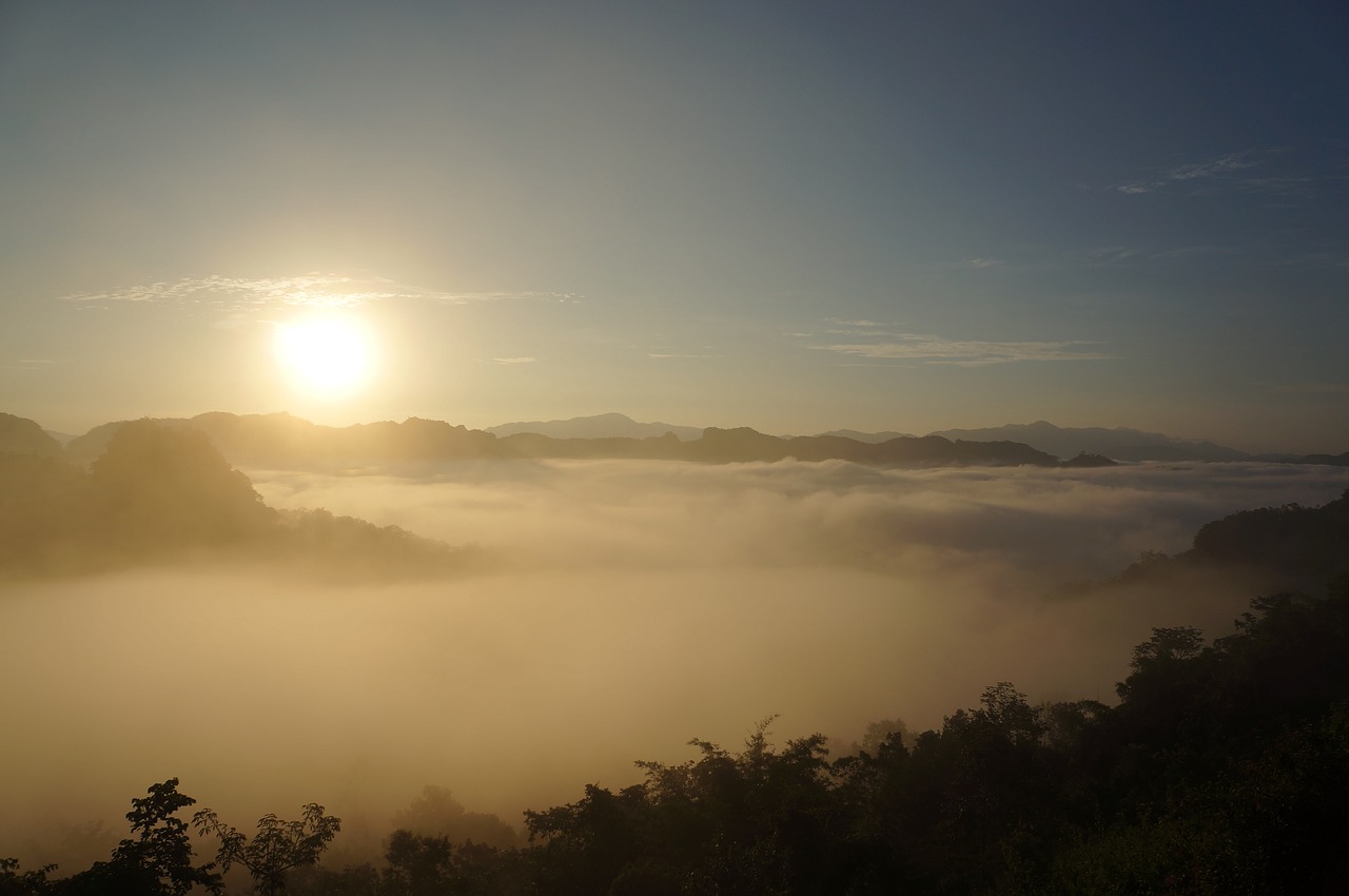 sunrise mist fog free photo