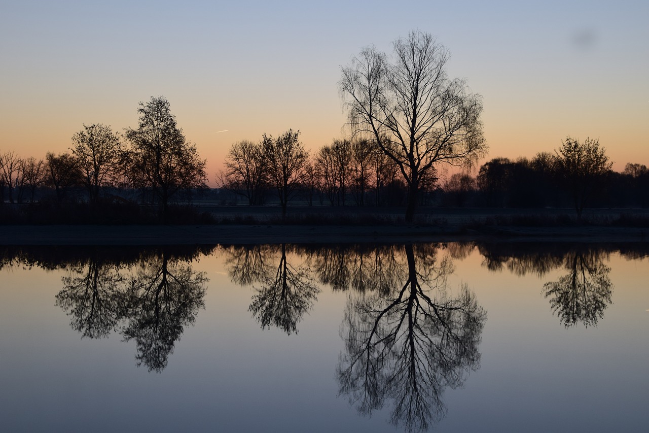 sunrise lake nature free photo